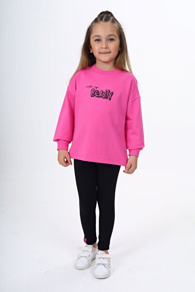 Toontoy Κοριτσίστικο Σετ 2 τεμαχίων: Φούτερ με στάμπα και βασικό μονόχρωμο κολάν