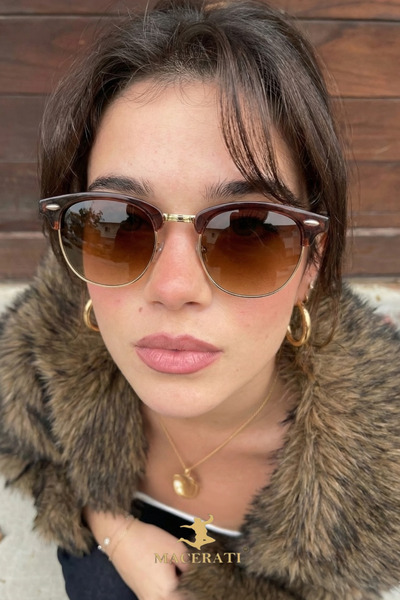 MACERATİ Clubmaster Unisex Brown Ultra Light Uv400 Sunglasses