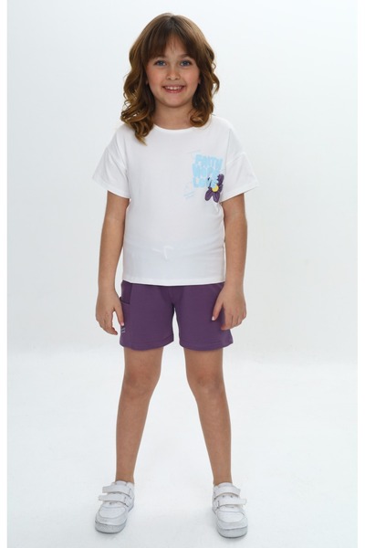 Toontoy Set 2 piese pentru fete: tricou cu imprimeu cu gâtul tip crew și pant...