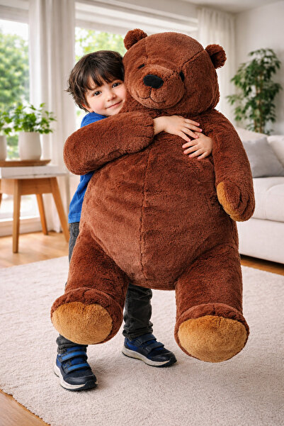 Binbirreyon لعبة الدب البني القطيفة رفيق النوم الناعم مقاس كبير 100 سم PC405