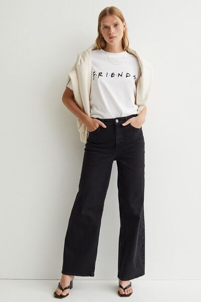 DRC trend Crne Sa likrom Super Visok struk ležerne farmerke