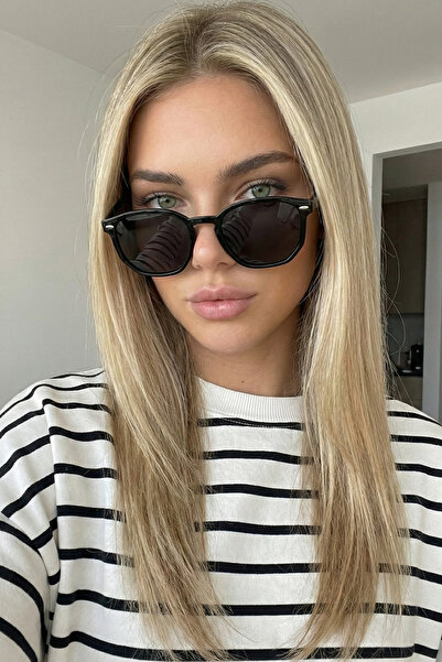 Eyesofia Galvin Unisex Siyah Beşgen Kemik Ultra Hafif Uv400 Güneş Gözlüğü