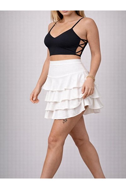 EXPECTED Fusta albă din lycra Mykonos din țesătură înfășurată cu 4 straturi