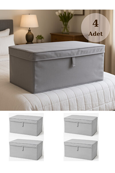 Venita Home 4 Adet Çok Amaçlı Saklama Kutusu, Kapaklı Mega Hurç - 60x40x30 Cm...