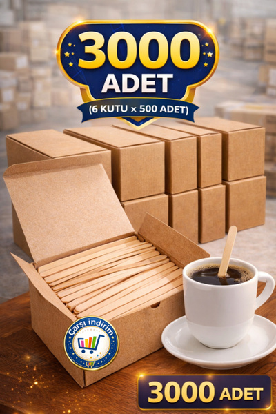 nistabolje 3000 Adet Tek kullanımlık Çay Kahve Kaşığı Tahta Ahşap Karıştırıcı...