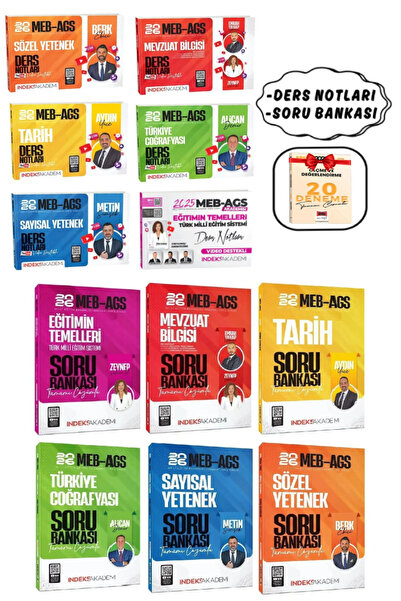 İndeks Akademi 2026 MEB-AGS Tüm Dersler Soru Bankası+Ders NotlarıSeti|Zeynep ...