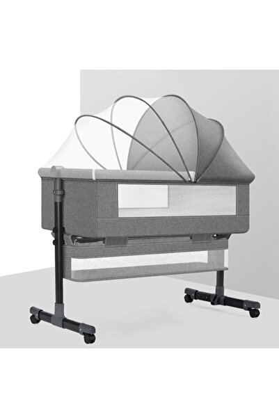 Genaric Portable and foldable 3-in-1 baby cot with adjustable height, light gray