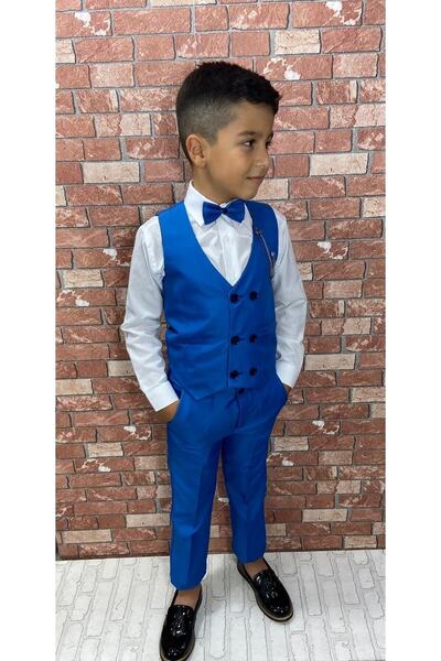 HAYTA Set Cămașă Costum Vestă Copii 0-1 ani - 14 ani Albastru