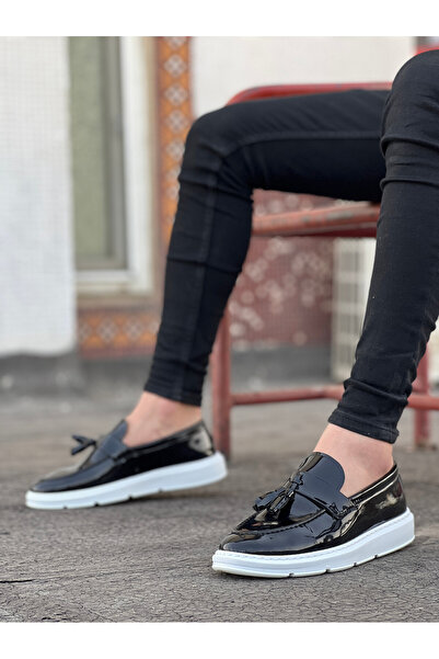 BOA BA0005 Bağcıksız Yüksek Taban Klasik Rugan Kemerli Püsküllü Corcik Erkek ...