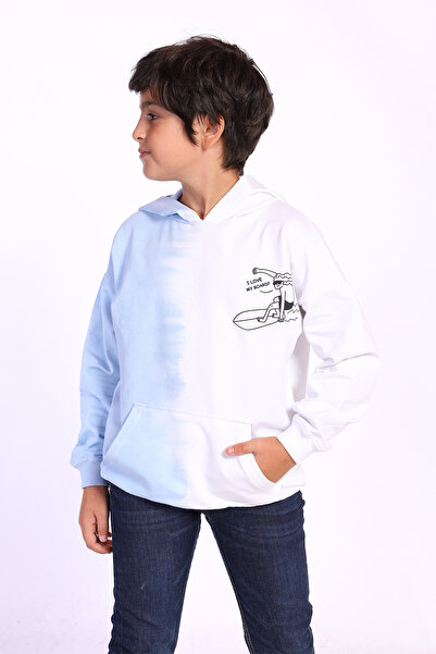 Toontoy Boy's Oversized Hooded Pocket Low Shoulder Color Block Printed Sweats...