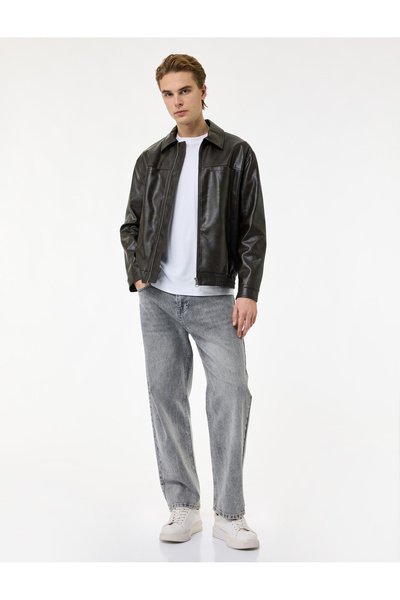 Koton بنطلون جينز فضفاض بخصر عادي من القطن