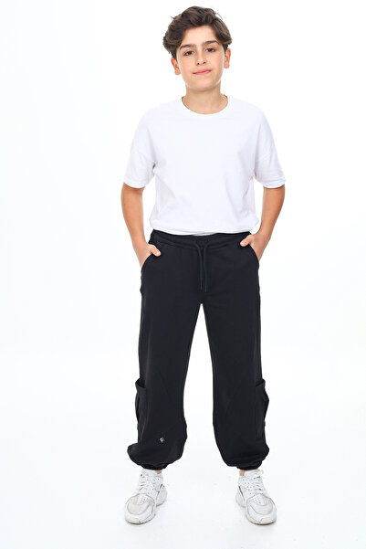 Toontoy Boy's Asymmetrical Sweatpants with Elastic Waistband - Cargo Pocket P...
