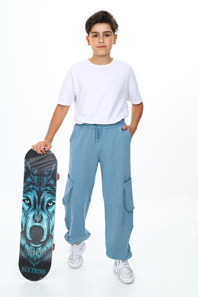 Toontoy بنطال رياضي غير متماثل للأولاد مكون من جيب جانبي كبير قطع مع أربطة مط...