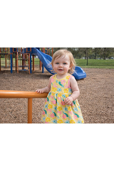 MBK GARDEN Kız Bebek Çiçek Baskılı Renkli Yazlık Elbise 6/9,9/12,12/18,18/24 Ay