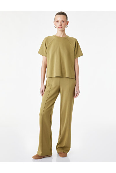 Koton Modal Fabric Wide Leg Ribbed Pants