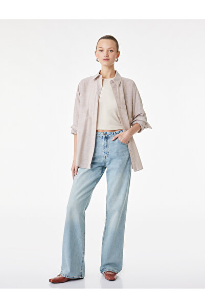 Koton High Waist Long Straight Leg Denim Trousers - Longer Straight Fit Jeans