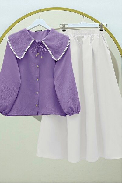 HİJABAYA Cămașă elastică cu mâneci din dantelă cu guler pentru bebeluși