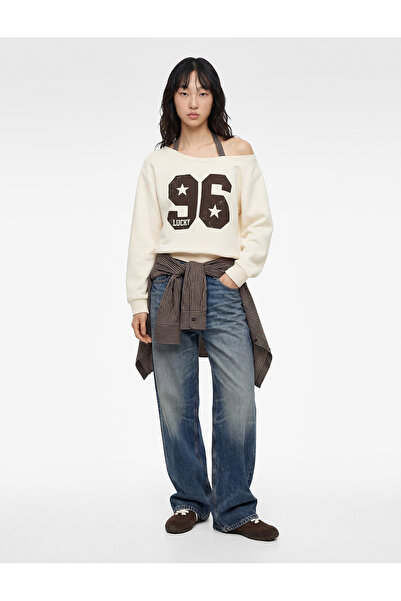 Koton Üç İplik Ş cu căptușeală din fleece Hanorac cu mânecă lungă B cu imprim...