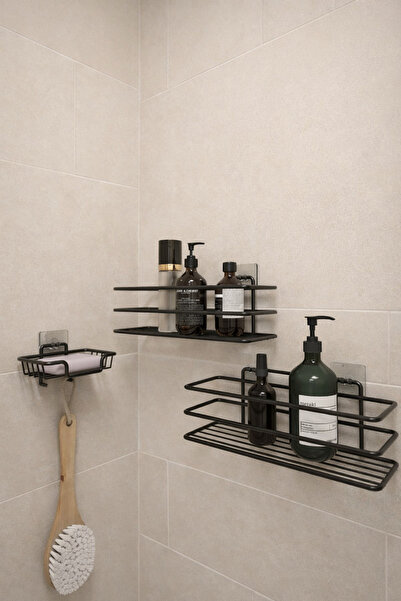 Alper Banyo Ράφι οργάνωσης 2 τμχ με αυτοκόλλητους γάντζους ματ και συμπαγής θ...