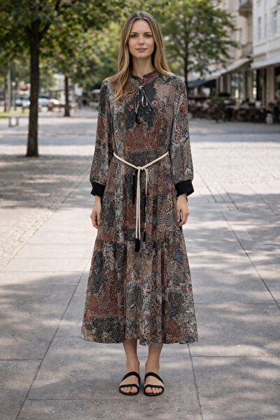 FUAT GÜRSEN Ethnic Pattern Plus Size Dress