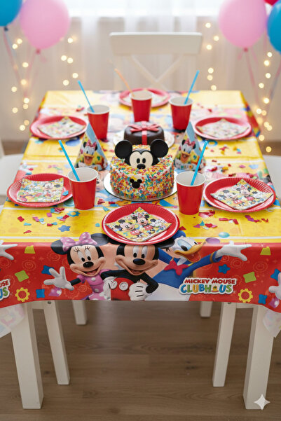Deniz Party Store مفرش طاولة بلاستيك للاستعمال مرة واحدة ميكي ماوس 120*180 سم