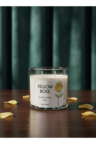 METE MUM EL YAPIMI SOYA WAX YELLOW ROSE MUM 400 GR