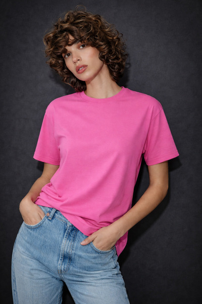 HAKKE Bisiklet Yaka Oversize Pamuklu T-SHIRT