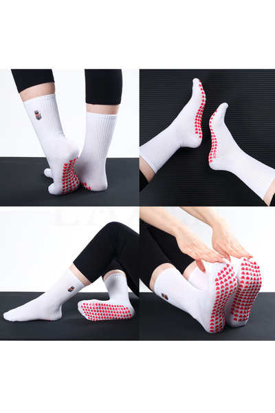 Lazen Дамски чорапи за йога и пилатес с бродерия на котка - подметка с форма ...