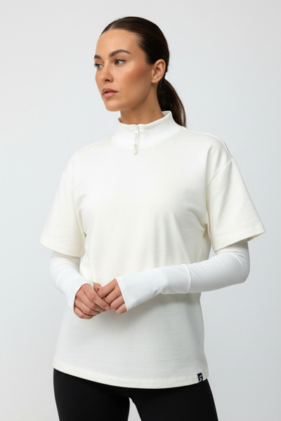 Scorp Chill Women's Long Sleeve Running T-Shirt Sports Sweatshirt Ecru