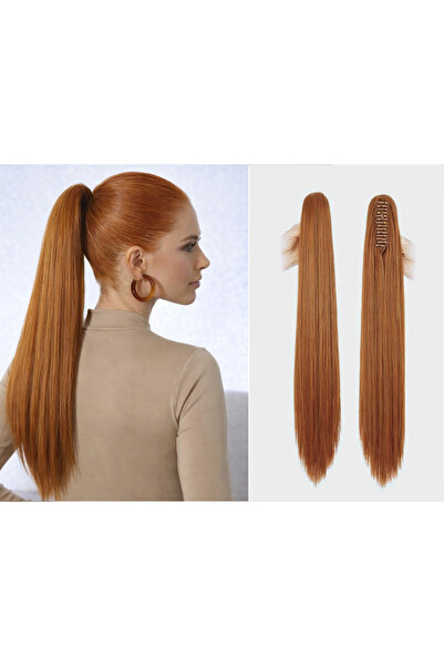 NeednStore Bakır Düz 60 cm Tokalı At Kuyruğu Peruk Saç - 1. Kalite Sentetik I...
