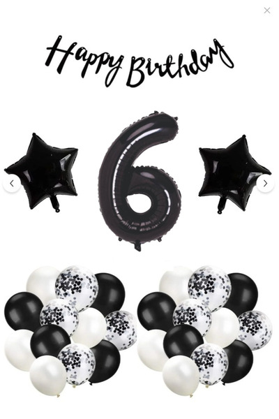 Işıltı Balon Dükkanı 1 Year Old Black and White Birthday Balloon Set – Happy ...