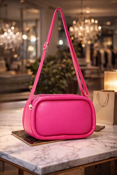 COLORSHERE Fitilli Urban Model Çapraz Kullanıma Uygun Fuşya Pembe Omuz Çantası