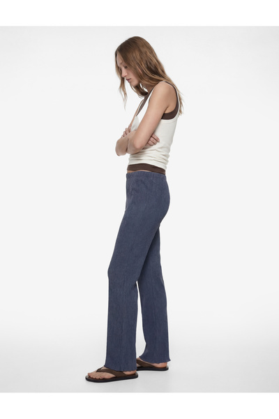 Koton Yüksek Bel Dar Kesim Bürümcük İspanyol Paça Tayt Pantolon