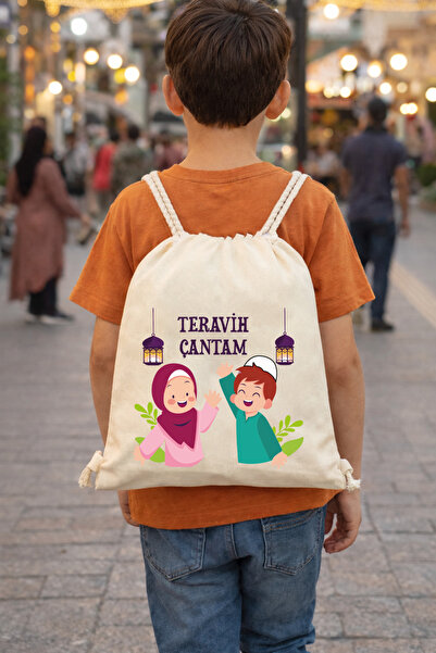 APRENDİ Ramazana Özel Teravih Çantam 35x40 CM Büzgülü Sırt Çantası Model-1