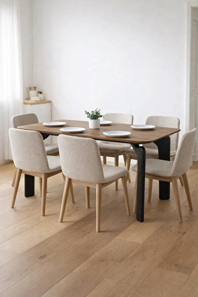 MARIA HOMES طاولة طعام عصرية بنية اللون DT-808 - ١٣٠×٨٠×٧٥ سم | طاولة بسطح خش...