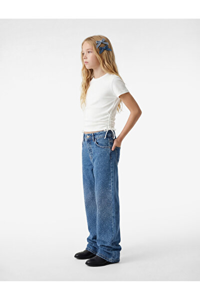 Koton 26YY59002570 pantaloni din denim indigo pentru fete 6SKG40022AD
