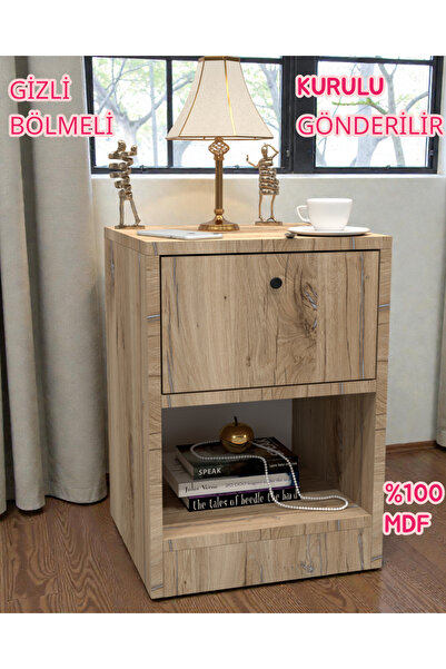 KONAK EV EŞYALARI Kili Gizli Bölmeli Komodin,MDF,Kurulu Gönderilir,Montaj Ger...