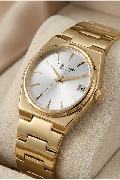 Tom Jones Kadın kol saati gold renk çelik orjinal 3atm su geçirmez 2 yıl gara...