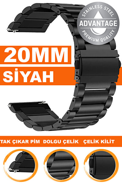 COBRA 20mm Fossil-Welder-Casio-Seiko-Omega-Armani Saat Uyumlu Çelik Metal Saa...