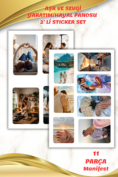 birikiyedi Aşk Hayal/Yaratım Panosu -Dream Board Sticker Seti 2 Sayfa 15 Parç...