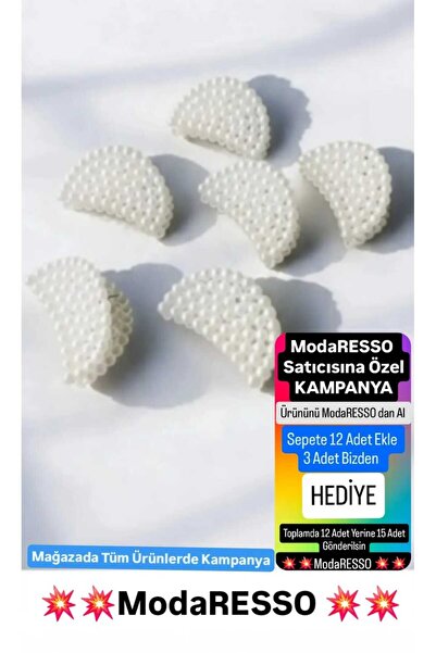 Genel Markalar İnci Nokta Oval Model BEYAZ Renkli Mandal Toka 5 cm