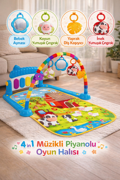 a v d a Çiftlik Müzikli Piyanolu Bebek Oyun Halısı – Bebek Aynası - Çıngırak ...