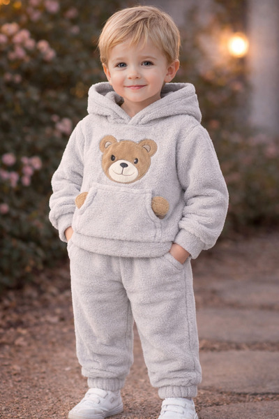 Bebelul Welsoft fluffy sweatshirt and pants set - Light gray