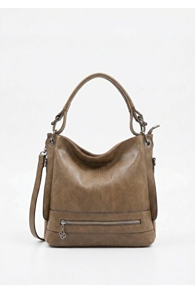 Heybe shop Kadın Yumuşak Deri Dokulu, Çok Gözlü, Laptop Bölmeli Geniş Omuz Ça...