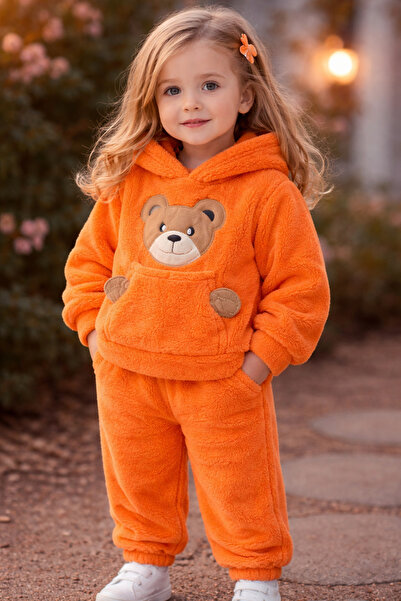 Bebelul Set pufos hanorac si pantaloni Welsoft - Orange