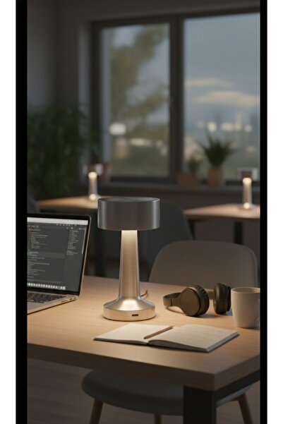 Senipa Gümüş Rengi Şarjlı LED Masa Lambası 3 Kademeli Işık Renkli USB Şarjlı ...