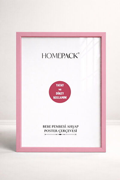 HOMEPACK 21X30 CM Açık Pembe Ahşap Çerçeveli Poster Çerçevesi, Boş Çerçeve, A...