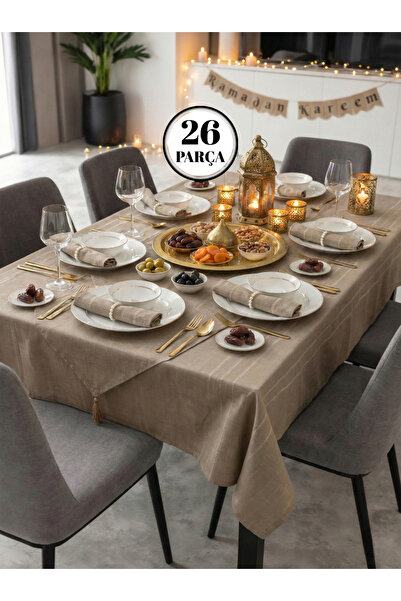 hanım's Комплект покривки Izur Colber 26 части бежово за 12 души