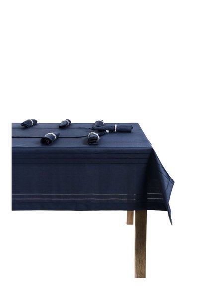 hanım's Izur Colber Tablecloth Set for 12 Persons 26 Pieces Dark Blue