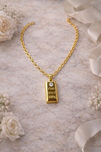 Elifin ışığı ✨ Gold Külçe Model Taşlı Zincir Kolye